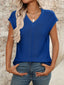 V-Neck Short Sleeve Knit Top