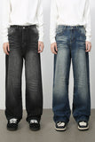 Men's Washed Wide Leg Jeans with Pockets
