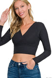 Zenana Ribbed Surplus Waist Band Long Sleeve Top