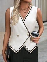 Buttoned Contrast Trim Vest Coat