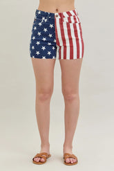 Judy Blue Full Size High Waist Americana Flag Fray Hem Shorts Plus Size