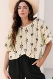 Bow Print Short Sleeve Top