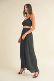 MABLE Smocked Bralette Crop Top and Wide Leg Pants Set