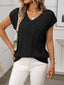 Cable-Knit V-Neck Short Sleeve Knit Top
