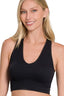 Zenana Seamless Ribbed Cropped Racerback Tank Top