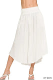 Zenana Woven Crinkle Smocked Waist Maxi Skirt W Pockets