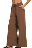 Zenana Fleece Exposed Seam Wide Leg Sweatpants