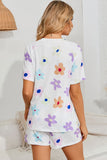 Floral Round Neck Raglan Sleeve Top and Shorts Lounge Set