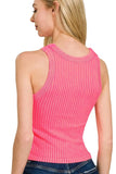 Zenana Ribbed Washed Seamless Tank Top