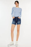 Kancan Mid Rise Button Fly Denim Shorts