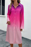 Perfee Gradient Long Sleeve Shirt Dress