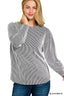 Zenana Full Size Raised Rib Round Neck Long Sleeve Top Plus Size