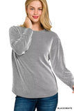 Zenana Full Size Raised Rib Round Neck Long Sleeve Top Plus Size