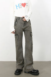 Men's Straight Leg Jeans with Cargo Pockets