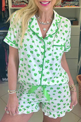 Lucky Clover Shirt and Shorts Lounge Set