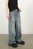Men's Distressed Wide Leg Jeans