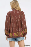 Umgee Floral Boho Peasant Blouse