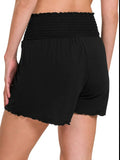 Zenana Elastic Waist Smocked Shorts