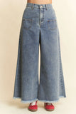 Davi & Dani Patch Pocket Wide Leg Culotte Jeans