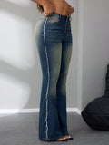 Side Raw Hem Flare Jeans