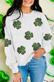 Sequin Lucky Clover Long Sleeve Sweatshirt