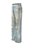 Men's Waste Soil Style Straight Leg Jeans