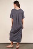 VERY J Plus Size Mineral Washed Casual Comfy Midi Dress