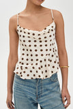Crisscross Ruffled Hem Polka Dot Cami