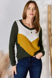 Hailey & Co Full Size Colorblock V-Neck Blouse