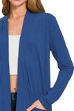 Zenana Slouchy Lightweight Open Front Pocket Cardigan