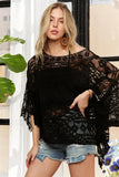 ADORA Boat Neck Crochet Lace Cover Up