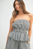 MABLE Gingham Tube Top and Shorts Set