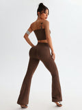 Tube Top and High Waist Flare Pants Active Set