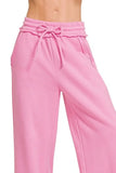 Zenana Fleece Exposed Seam Wide Leg Sweatpants