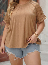 Plus Size Lace Round Neck Short Sleeve T-Shirt