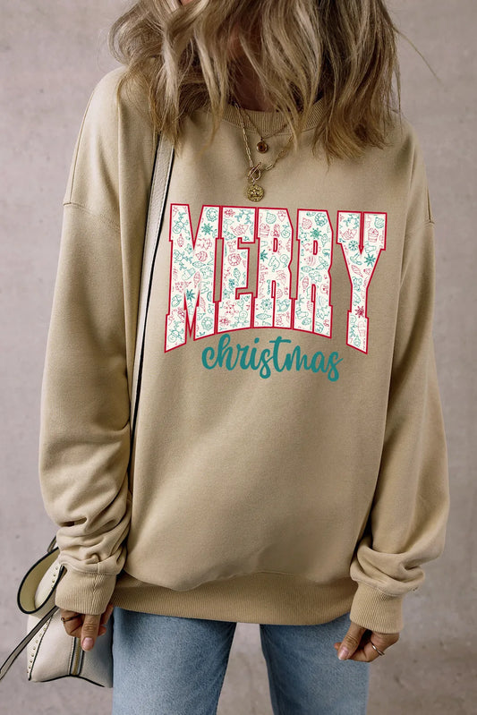 MERRY CHRISTMAS Round Neck Long Sleeve Sweatshirt - felvior