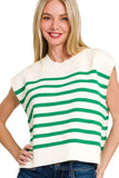 Zenana Oversized Crew Neck Stripe Sweater Vest