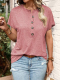 Half Button Short Sleeve Top