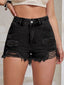Distressed Raw Hem High Waist Denim Shorts