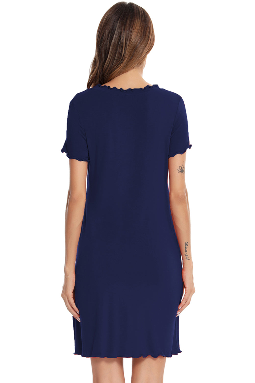 Round Neck Short Sleeve Lounge Dress - felvior