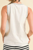 Contrast Bow Round Neck Sleeveless Top