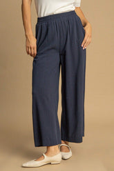 Umgee Full Size High Waisted Embellished Linen Pants Plus Size