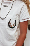 RODEO Horseshoe Embroidered Patch Pocket T-Shirt