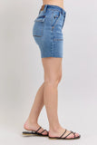 Judy Blue Full Size Mid Rise Bermudas Denim Shorts W/ Back Flap Pockets Plus Size