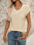 V-Neck Short Sleeve Knit Top
