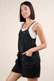 VERY J Plus Size Mineral Washed Sleeveless Knit Romper