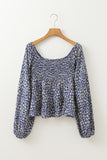 Floral Smocked Square Neck Blouse