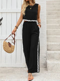 Round Neck Sleeveless Top and Pants Set