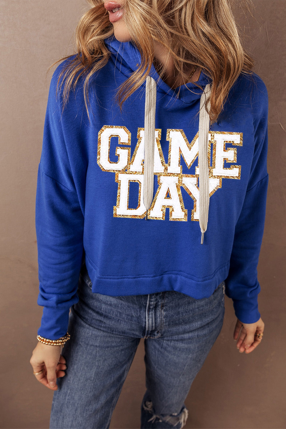 GAME DAY Drawstring Long Sleeve Hoodie - felvior