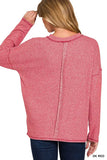 Zenana Soft Melange Hacci Round-Neck Long Sleeve T-Shirt